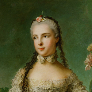Ausschnitt des Gemäldes von Isabella von Parma (1741-1763) von Jean Marc Nattier dem Jüngeren. Datiert 1758.