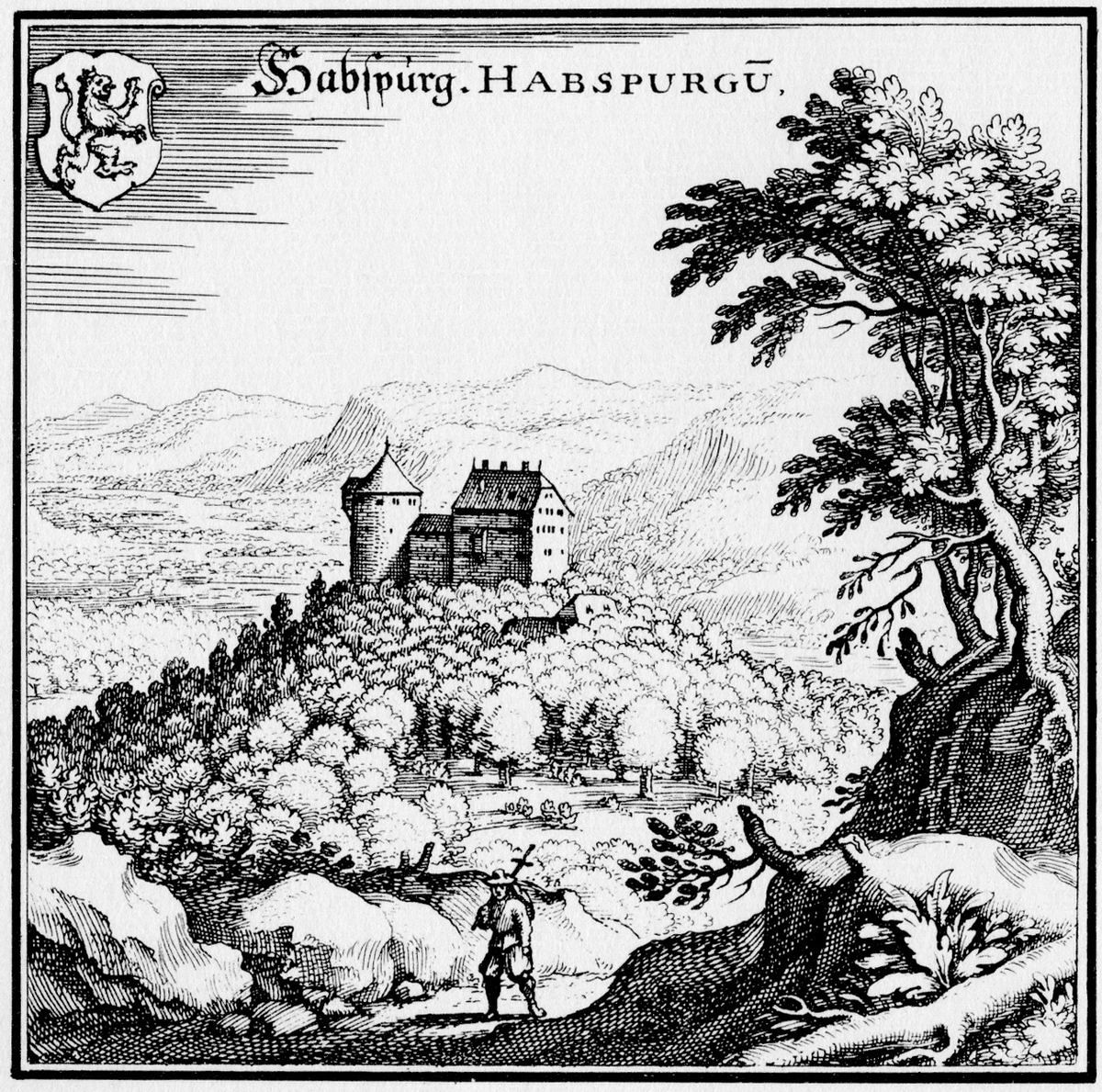 View of Habsburg in the Topographia Helvetiae by Matthäus Merian, 1642.