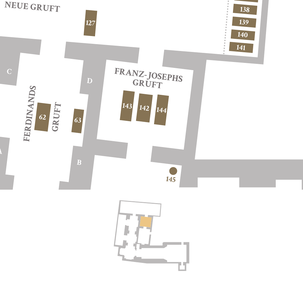 Ausschnitt aus dem Plan der Kapuzinergruft - Franz-Josephs-Gruft. Plan per Klick vergrößern.