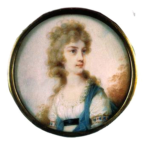 Miniaturportrait der Erzherzogin Maria Amalia im weiß-blauen Kleid