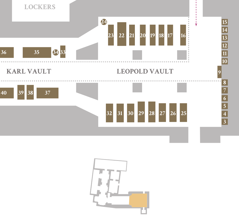 Excerpt from the map of the Capuchin Crypt – Leopold's Vault. Click to enlarge the map.