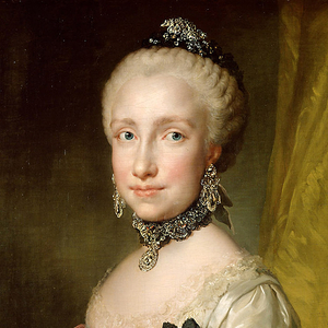 Ausschnitt des Gemäldes der Kaiserin Maria Ludovika (1745-1792) von Anton Raphael Mengs. Um 1764/1765.
