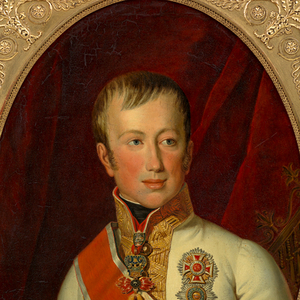 Ausschnitt des Gemäldes des Kaiser Ferdinand I. (1793-1875)  wahrscheinlich von Ferdinand Georg Waldmüller. Um 1825.