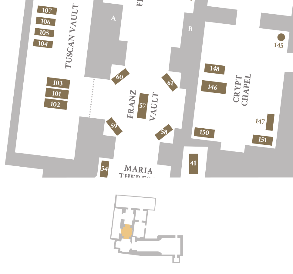 Excerpt from the map of the Capuchin Crypt - Franz Vault. Click to enlarge the map.